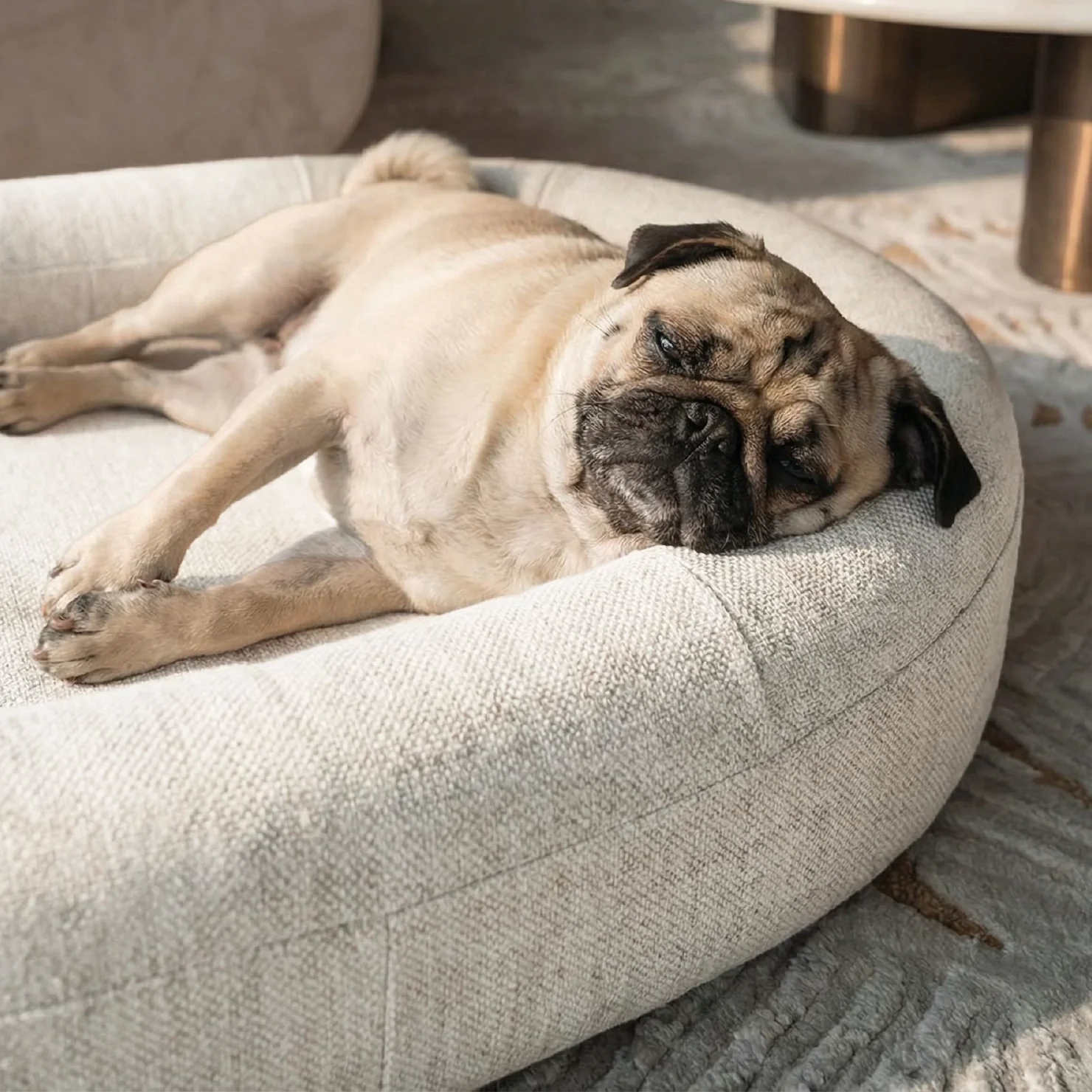 Chill Pill Memory Foam Dog Bed - Beige (Medium) - Image 6