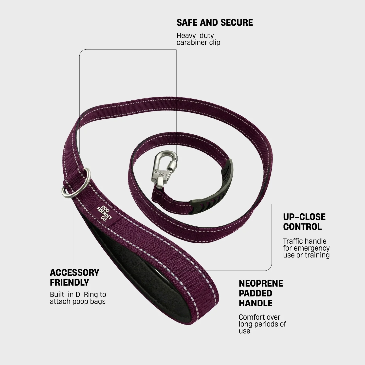 Classic Dog Leash - Burgundy - Image 2
