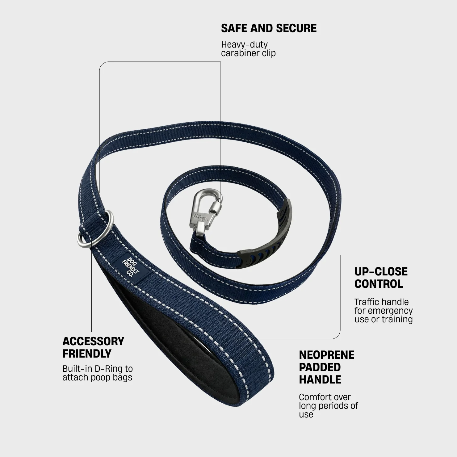 Classic Dog Leash - Navy Blue - Image 2