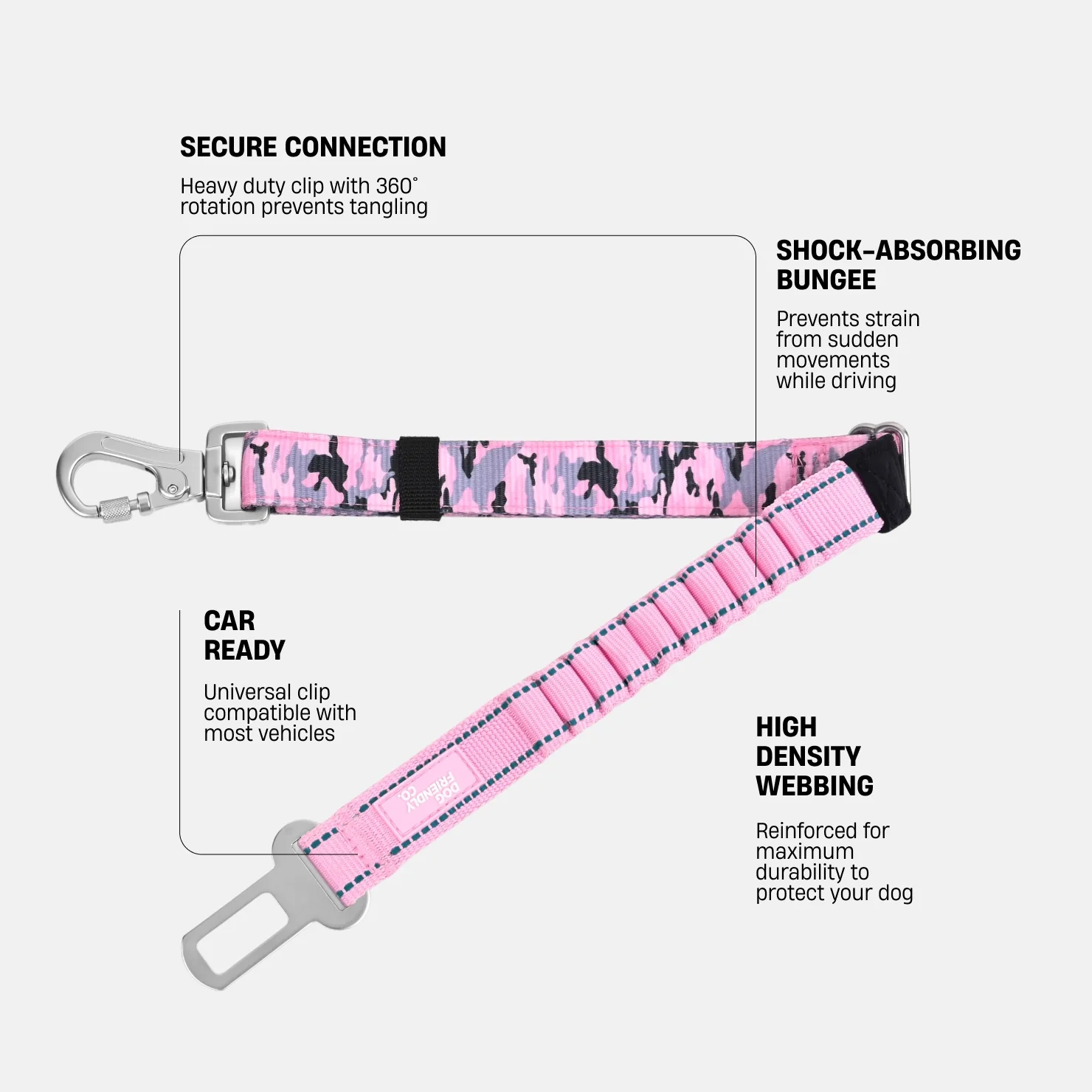 Dog Seat Belt - Pink Camo - Image 2