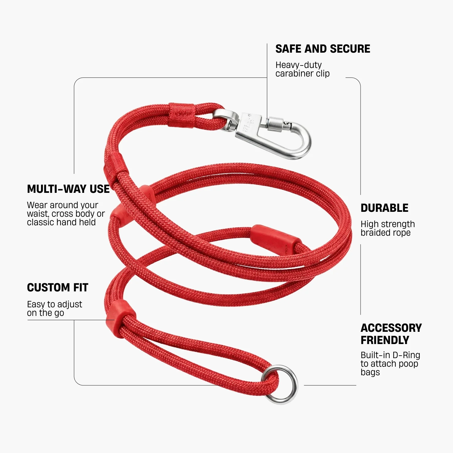 Hands Free Leash - Red - Image 2