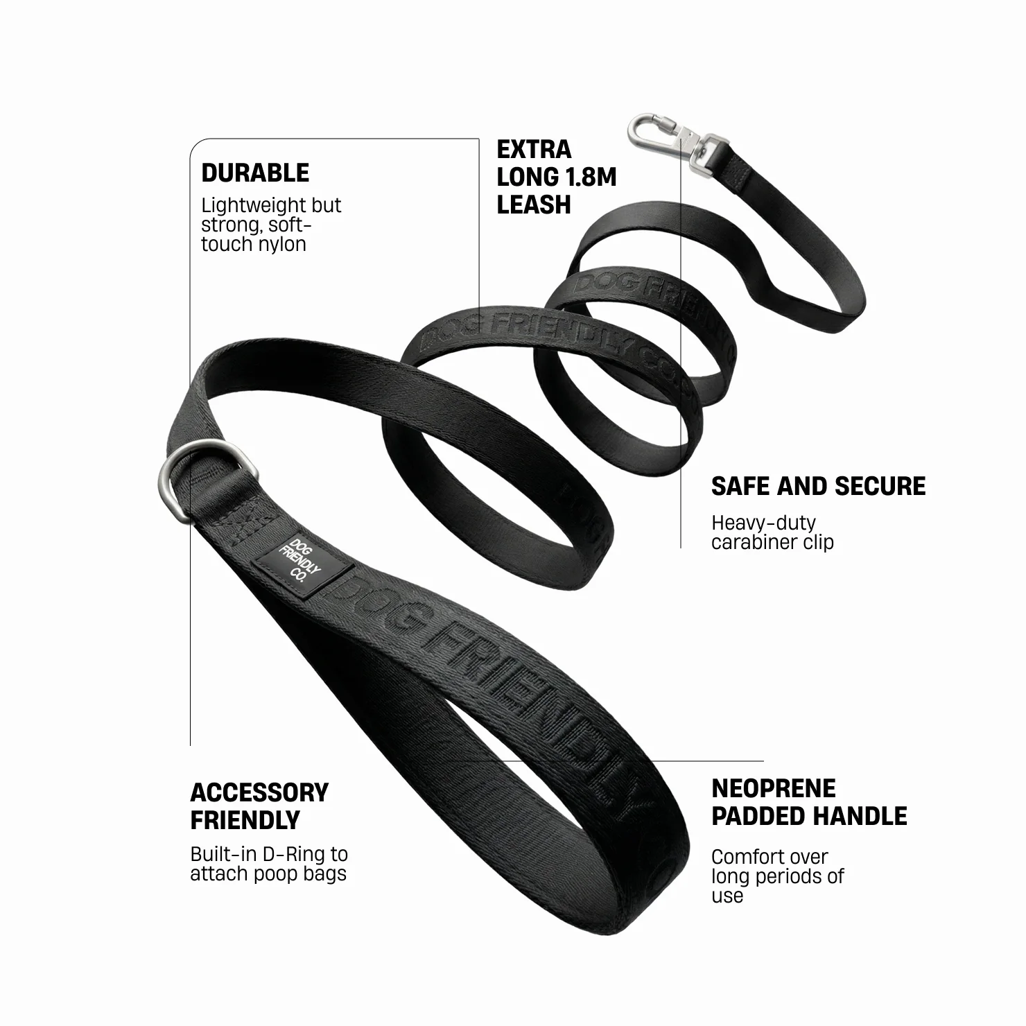 Long Dog Leash - Black - Image 2