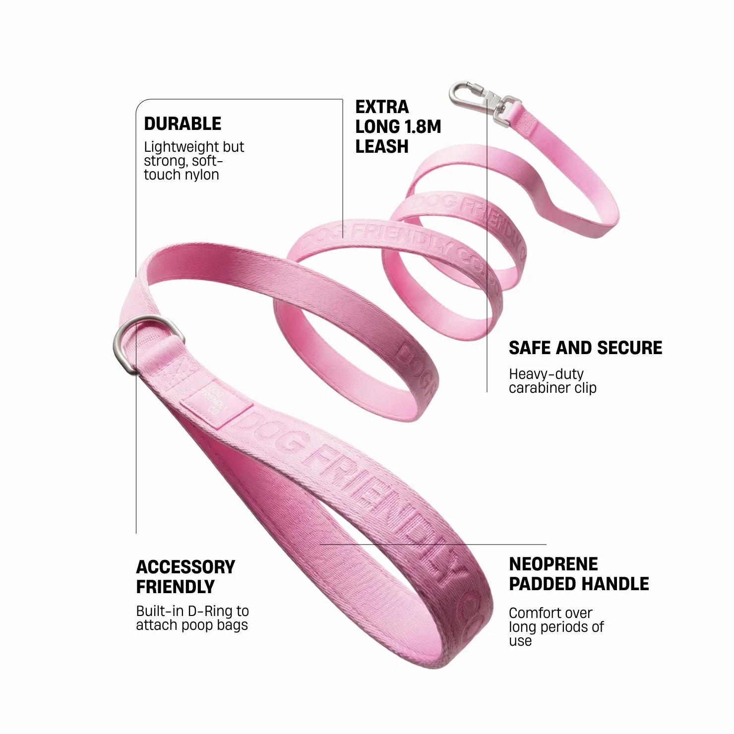 Long Dog Leash - Pink - Image 2