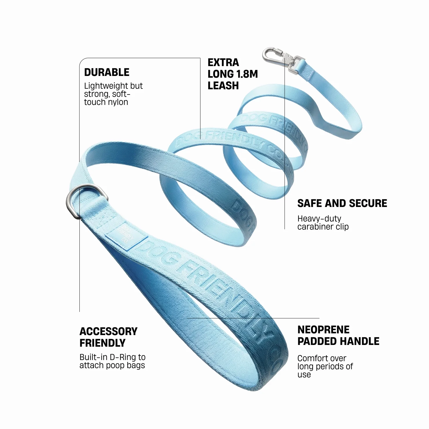 Long Dog Leash - Sky Blue - Image 2