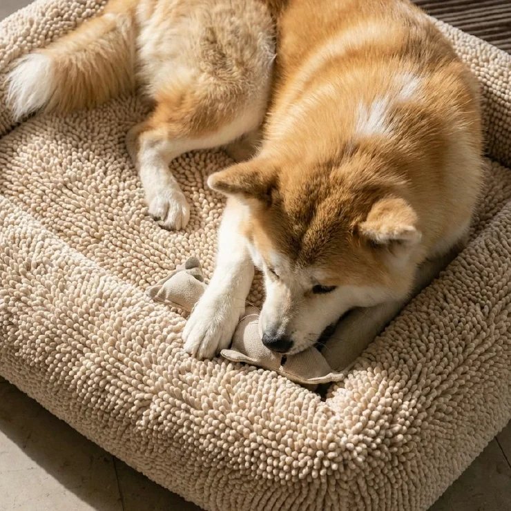 Plush Nap Easy Fit Dog Bed Cover - Cream - Image 6