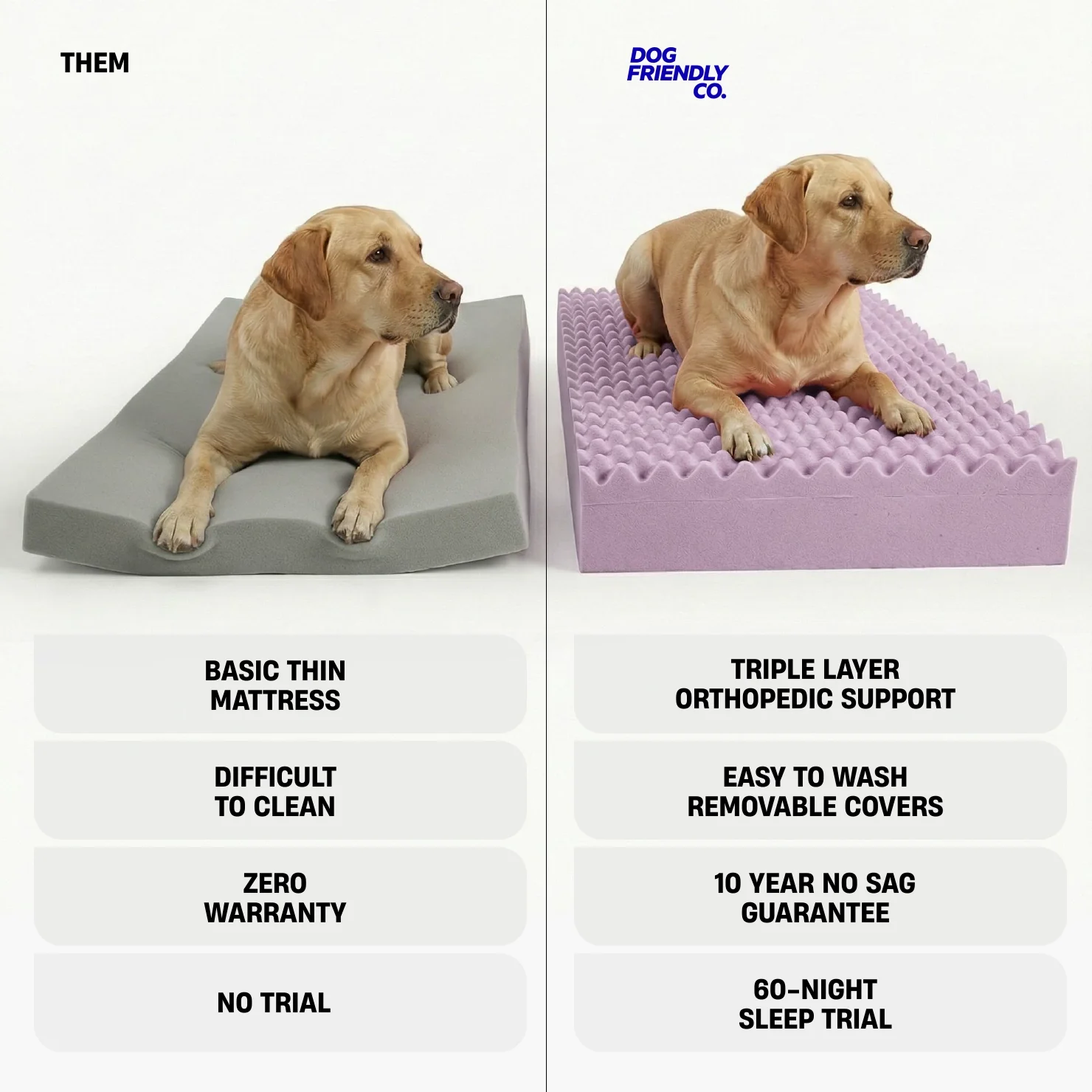 Premium Orthopedic Memory Foam Dog Bed - Beige - Image 4
