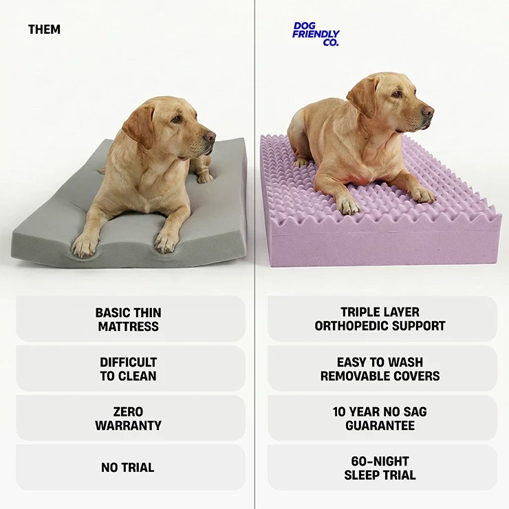 Premium Orthopedic Memory Foam Dog Bed - Brown Bouclé (Large) (LP) - Image 4