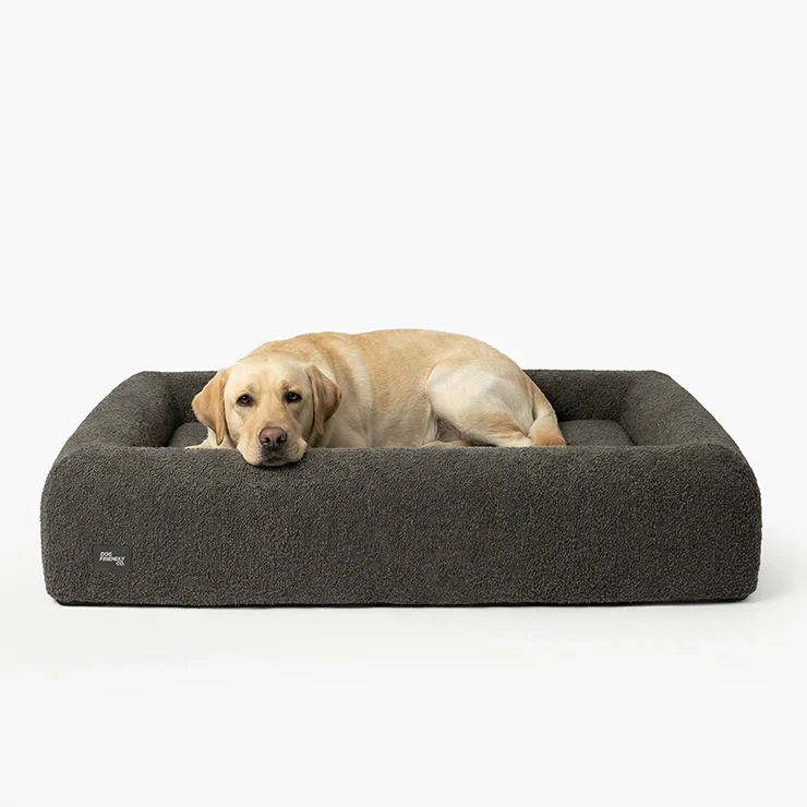 Premium Orthopedic Memory Foam Dog Bed - Brown Bouclé (Medium) (LP)