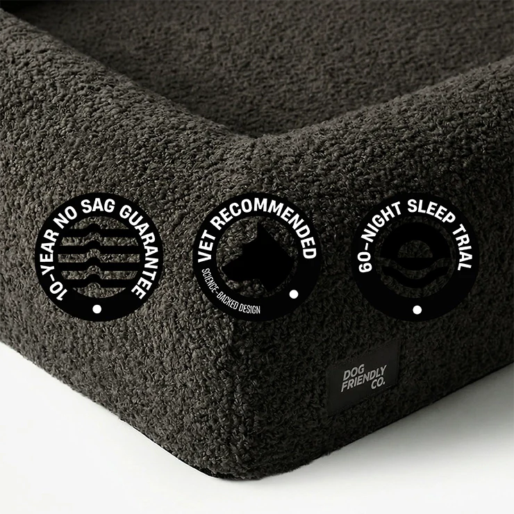 Premium Orthopedic Memory Foam Dog Bed - Brown Bouclé - Image 10