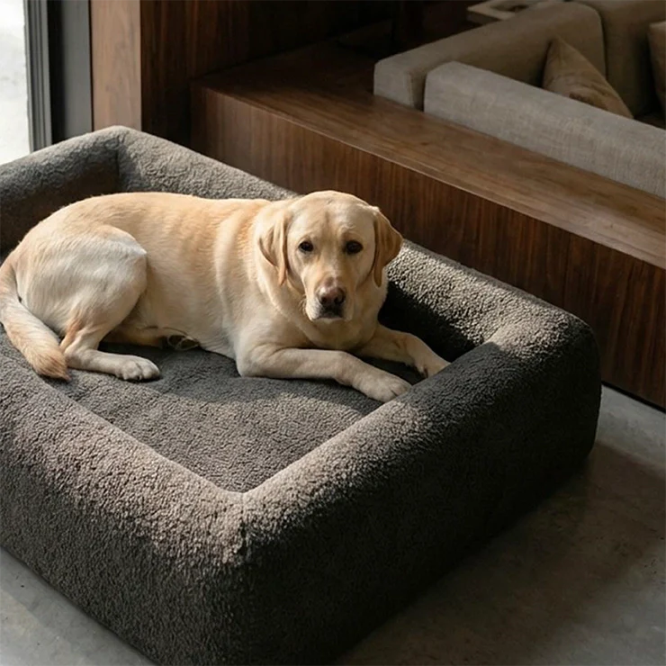 Premium Orthopedic Memory Foam Dog Bed - Brown Bouclé - Image 6