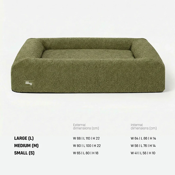 Premium Orthopedic Memory Foam Dog Bed - Green Bouclé (Large) (LP) - Image 9
