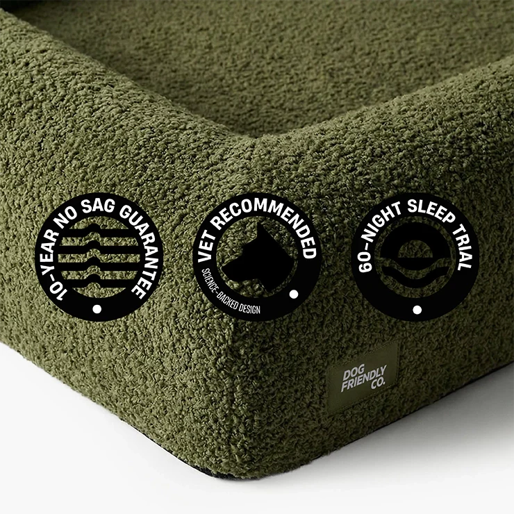 Premium Orthopedic Memory Foam Dog Bed - Green Bouclé (Small) (LP) - Image 10