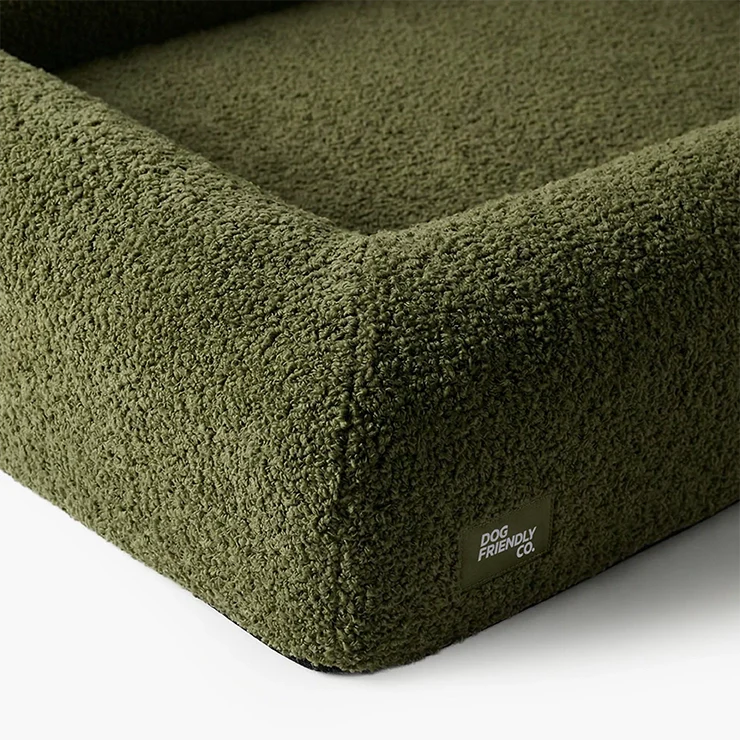 Premium Orthopedic Memory Foam Dog Bed - Green Bouclé (Small) (LP) - Image 8