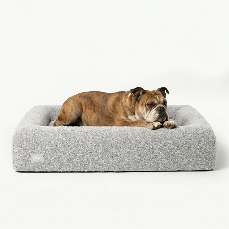 Premium Orthopedic Memory Foam Dog Bed - Grey Bouclé (Medium) (LP)