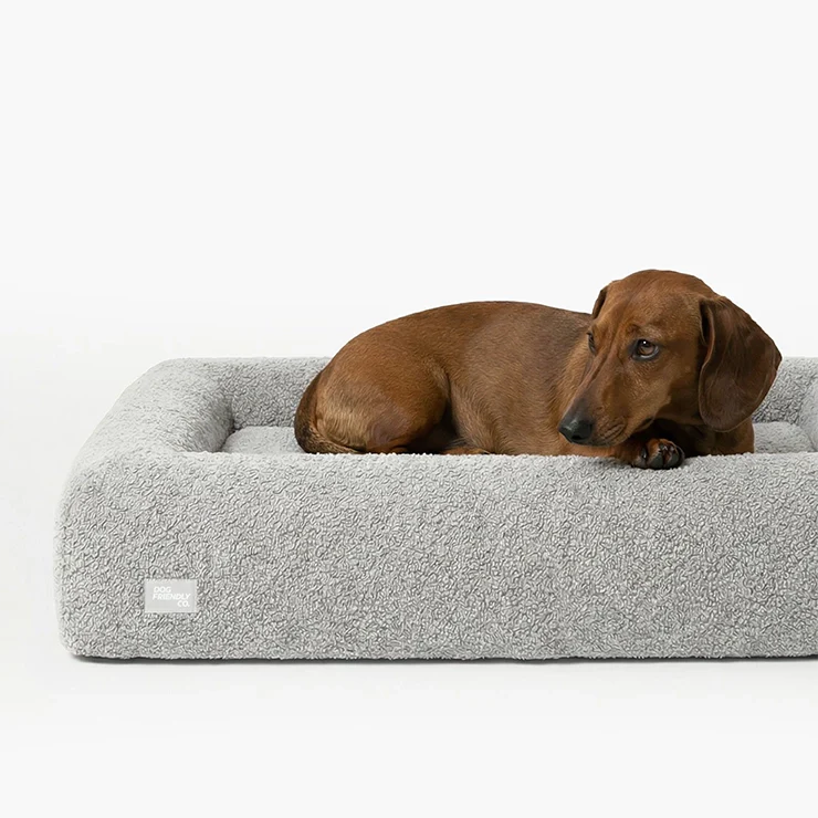Premium Orthopedic Memory Foam Dog Bed - Grey Bouclé (Medium) (LP) - Image 2