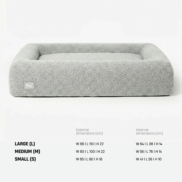 Premium Orthopedic Memory Foam Dog Bed - Grey Bouclé (Medium) (LP) - Image 9