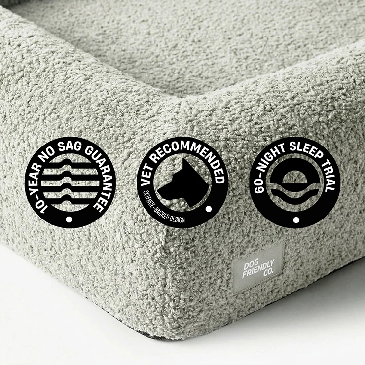 Premium Orthopedic Memory Foam Dog Bed - Grey Bouclé - Image 10