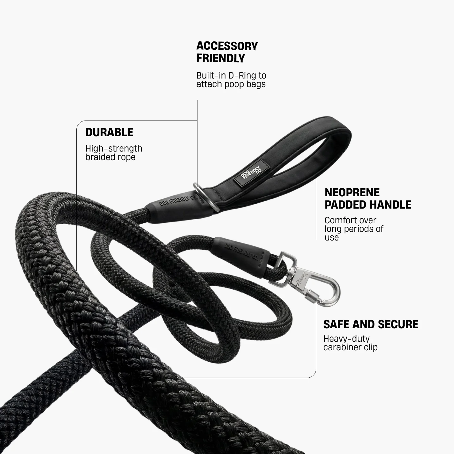 Rope Dog Leash - Black - Image 2