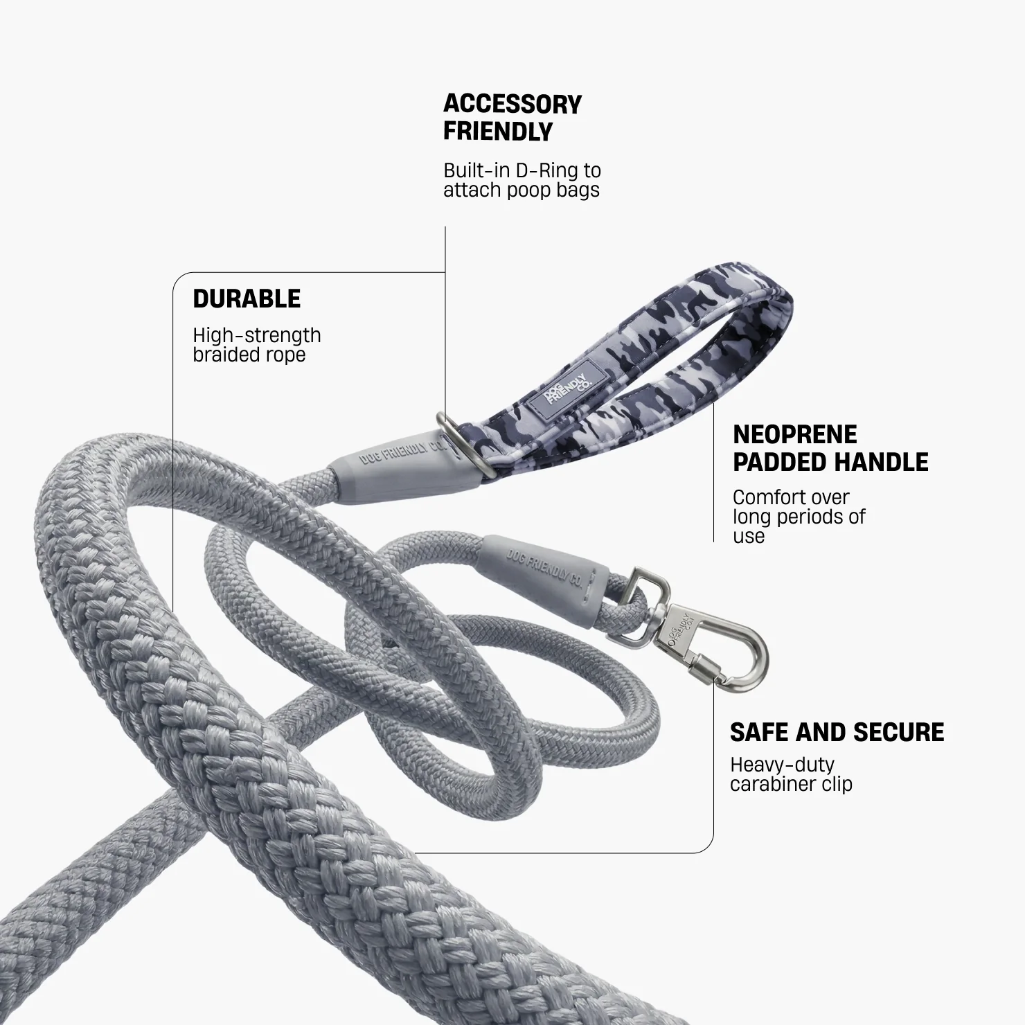 Rope Dog Leash - Grey Camo - Image 2