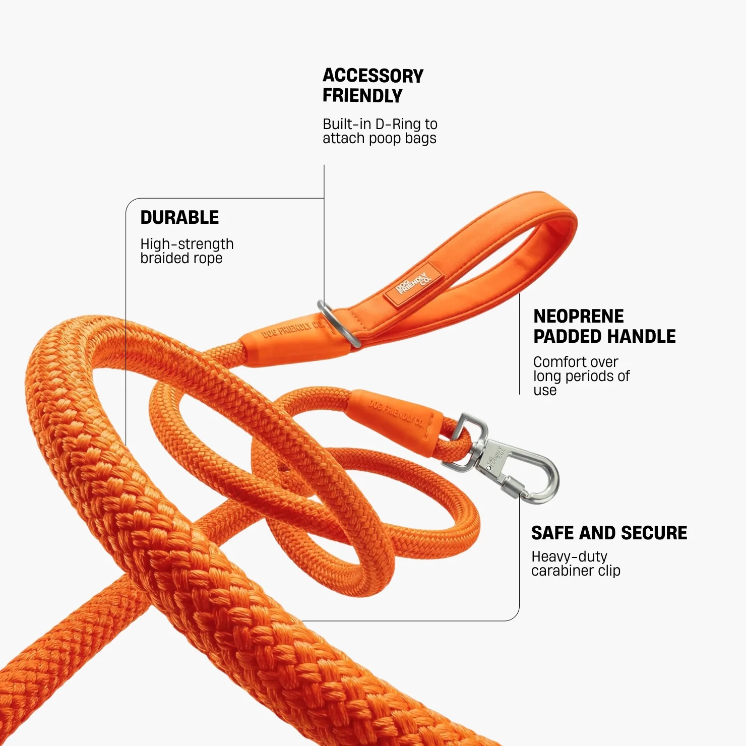 Rope Dog Leash - Hi-Vis Orange - Image 2
