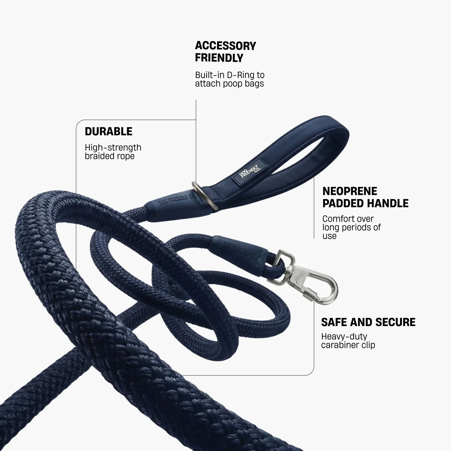 Rope Dog Leash - Navy Blue - Image 2
