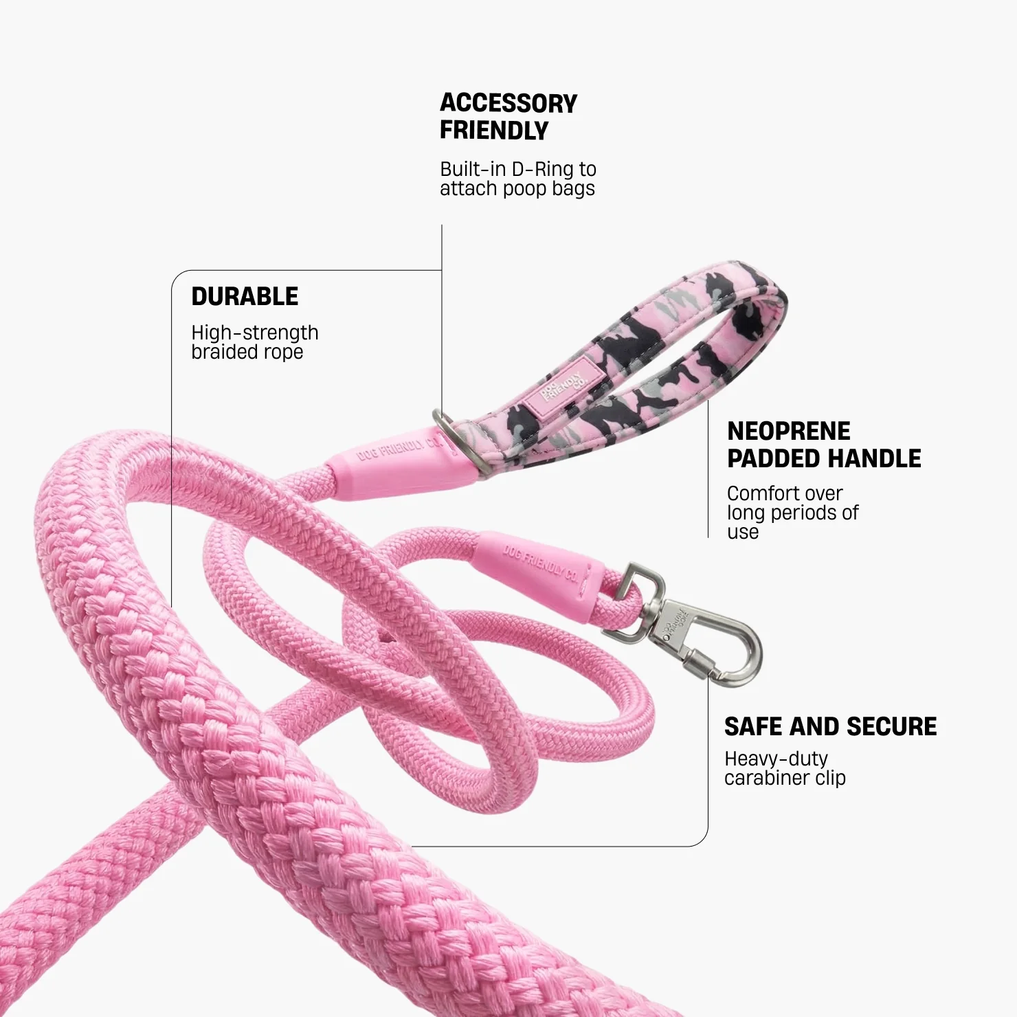 Rope Dog Leash - Pink Camo - Image 2