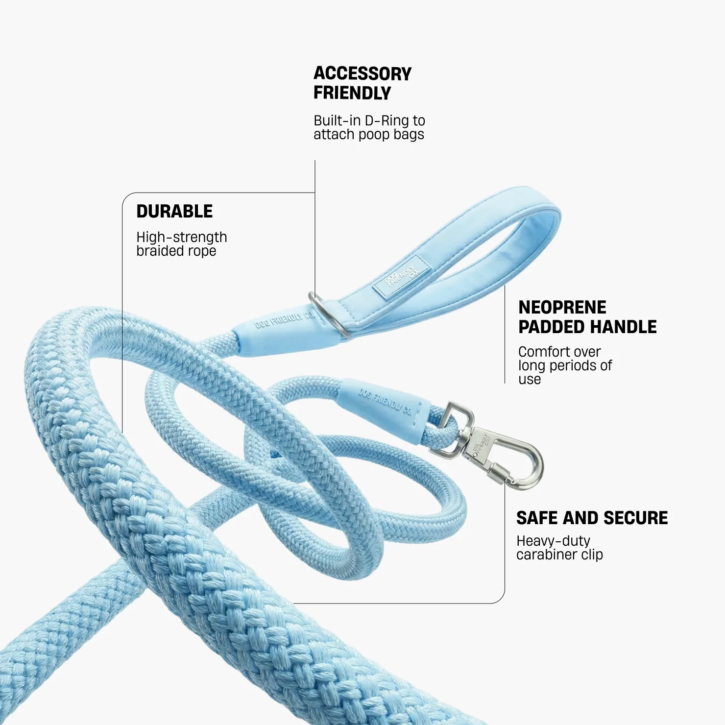 Rope Dog Leash - Sky Blue - Image 2