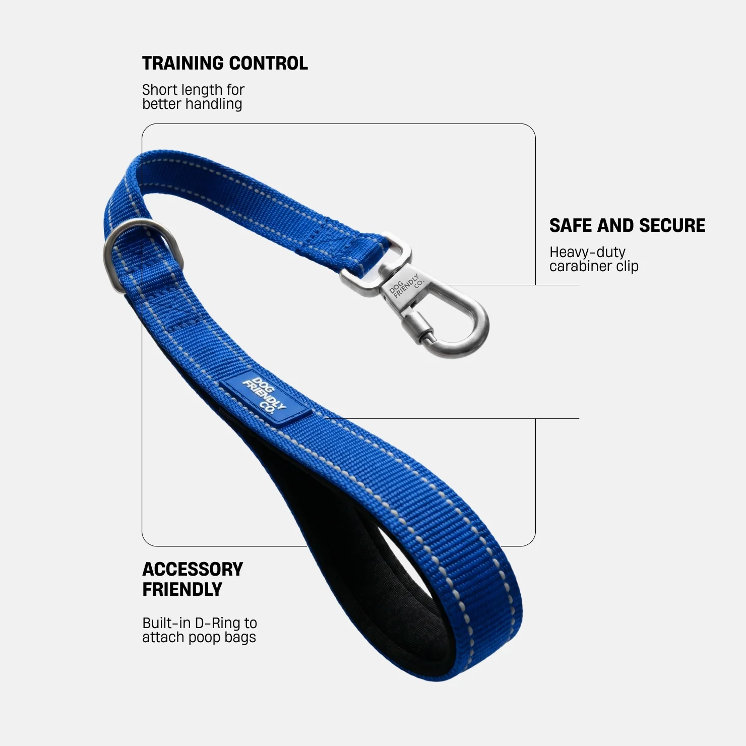 Short Trainer Dog Leash - Classic Blue - Image 2