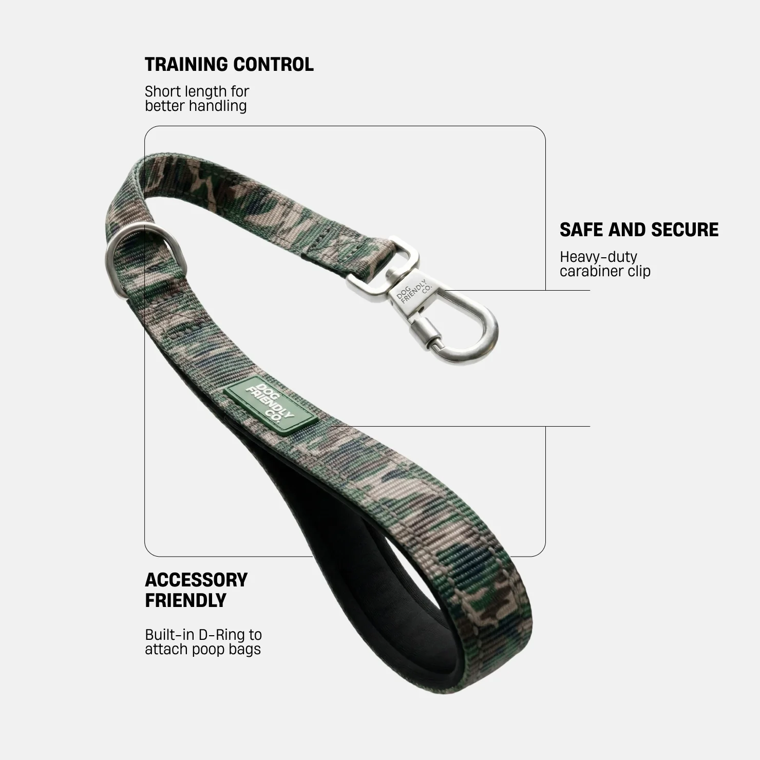 Short Trainer Dog Leash - Green Camo - Image 2