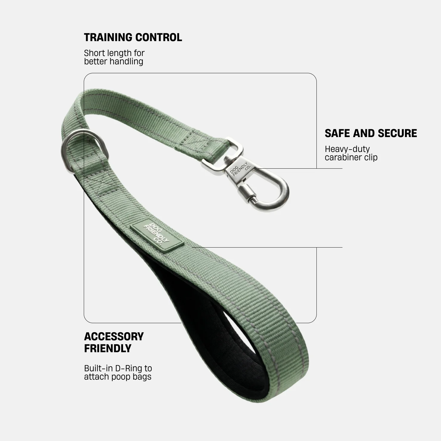 Short Trainer Dog Leash - Khaki - Image 2