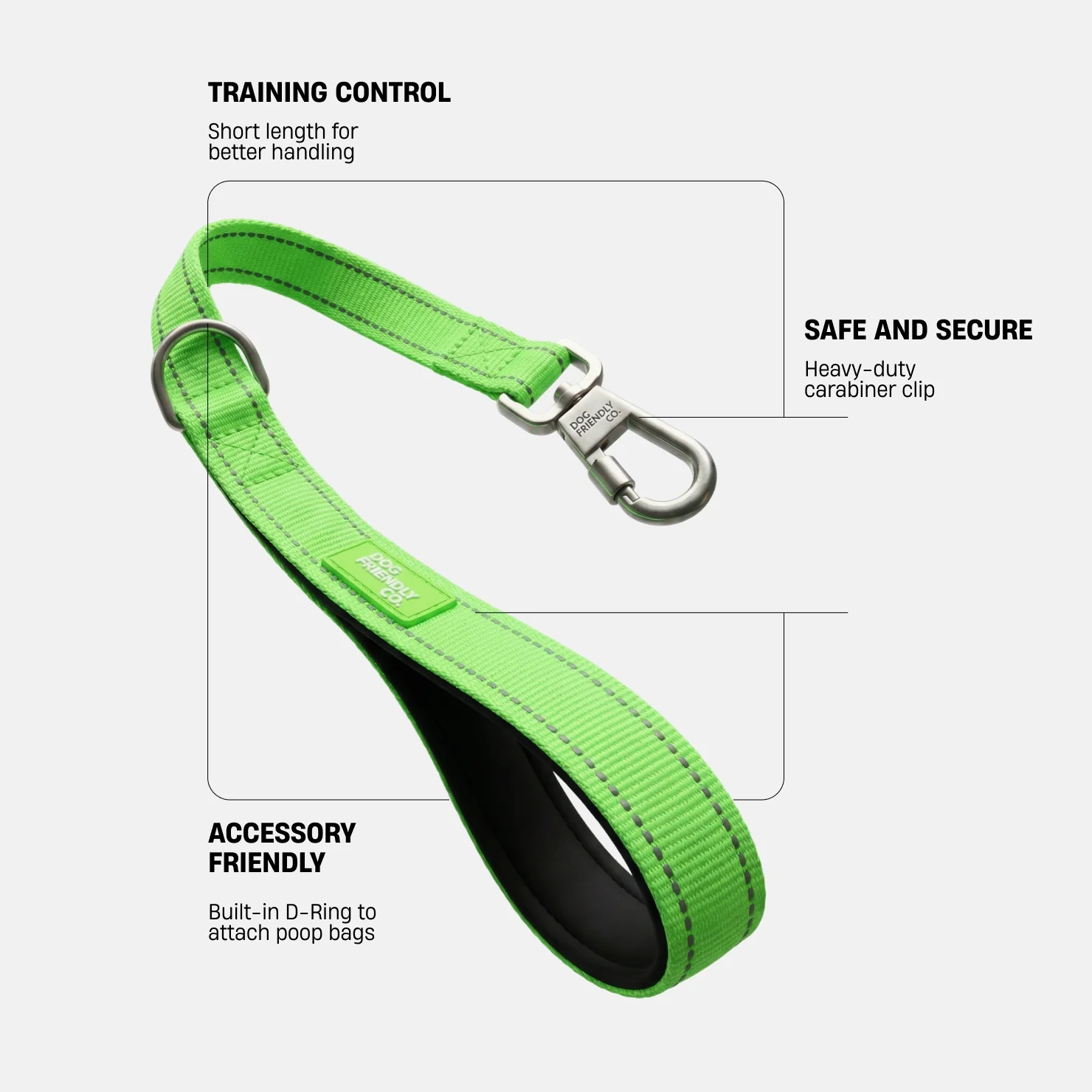 Short Trainer Dog Leash - Neon Green - Image 2