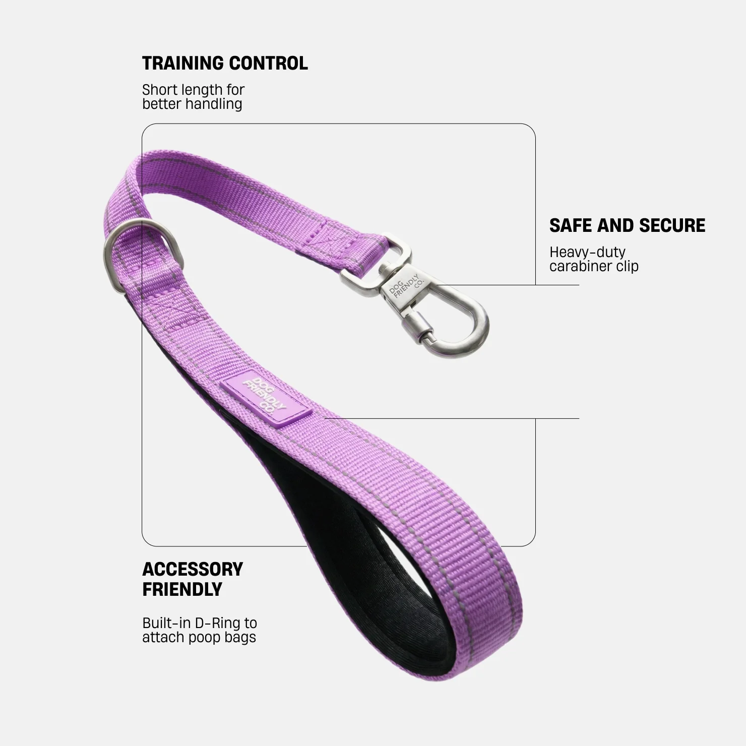 Short Trainer Dog Leash - Purple - Image 2