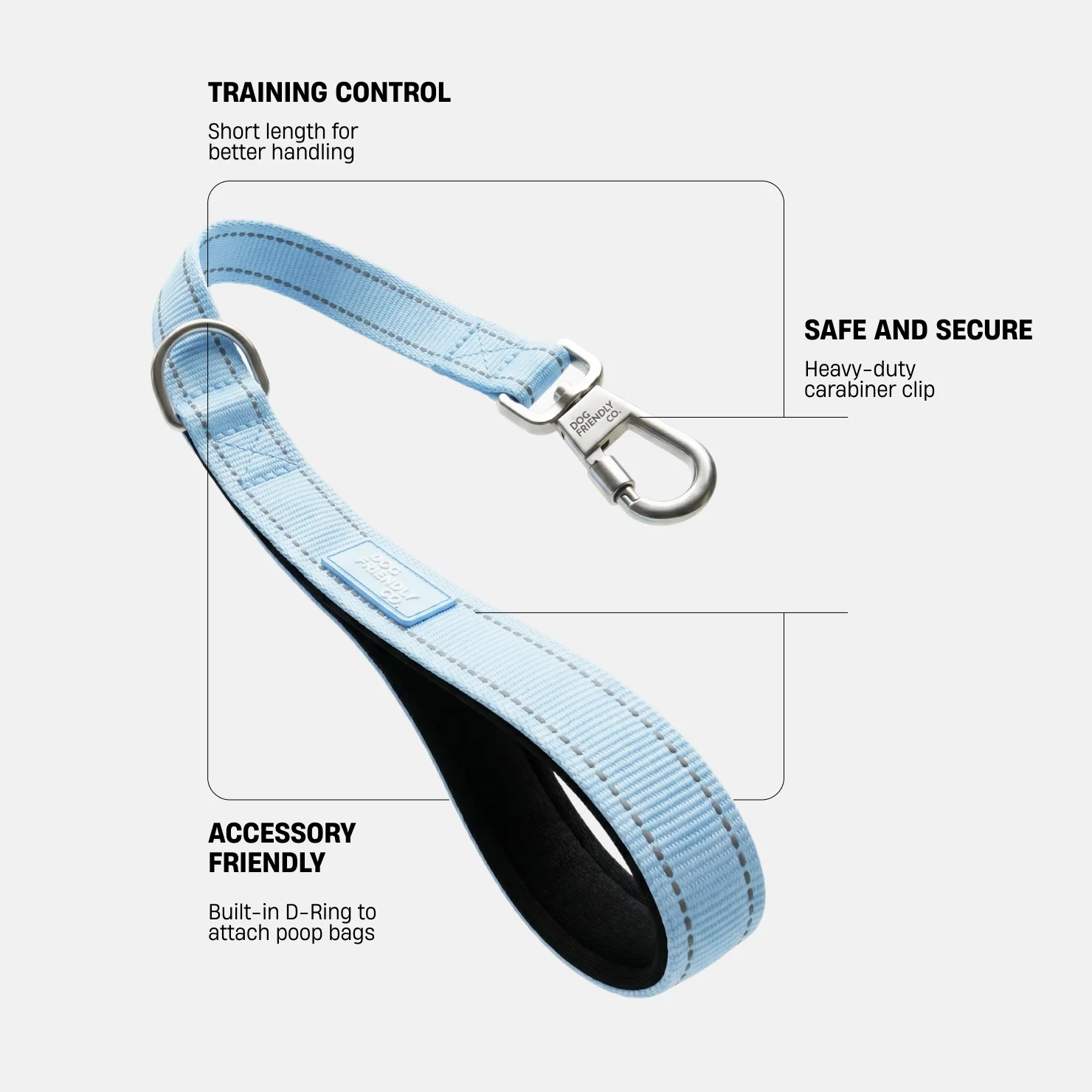 Short Trainer Dog Leash - Sky Blue - Image 2