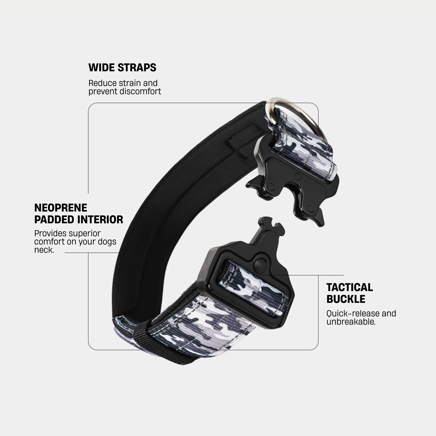 Tactical Dog Collar - Grey Camo - Image 2