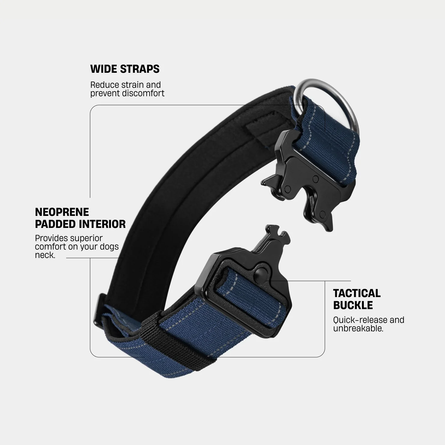 Tactical Dog Collar - Navy Blue - Image 2