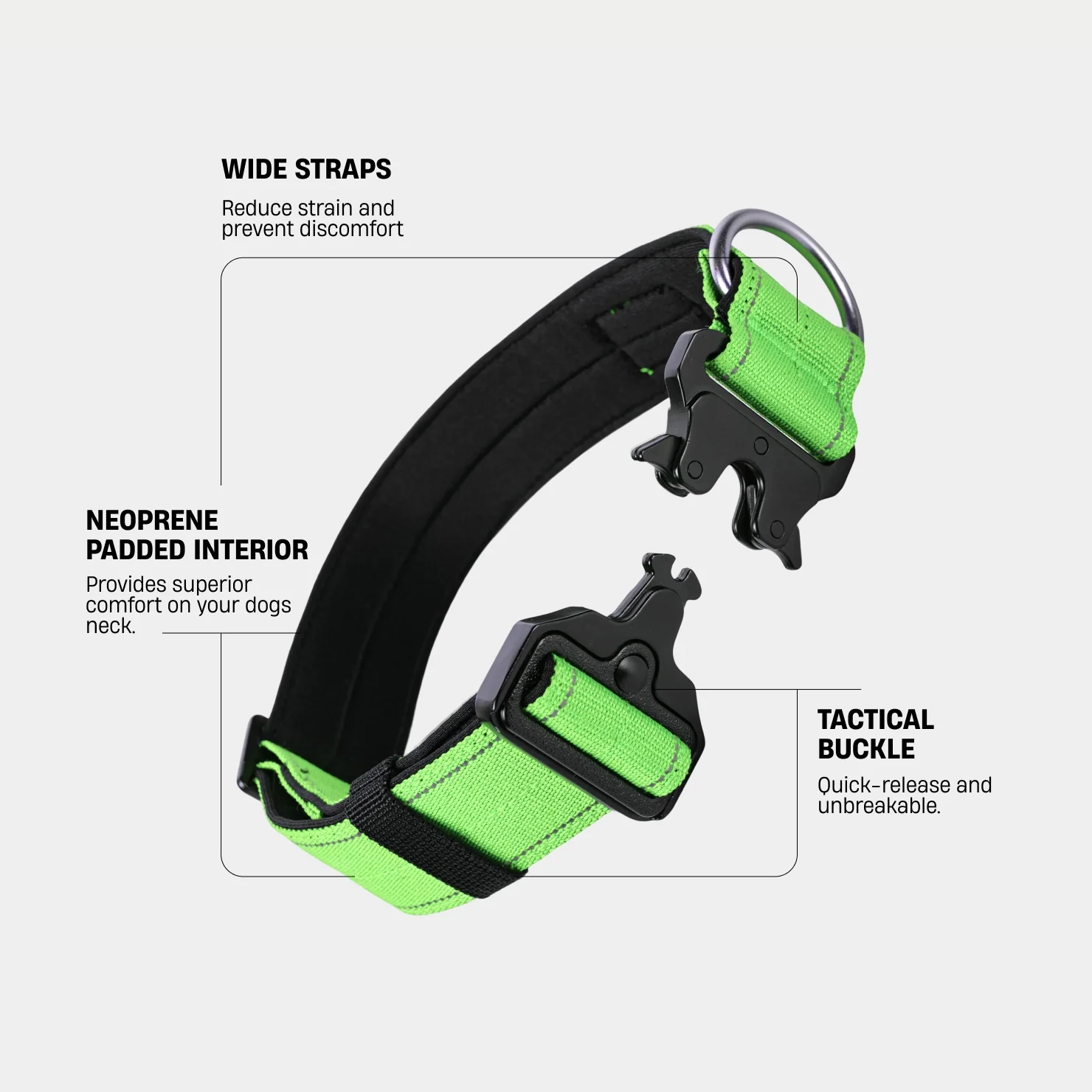 Tactical Dog Collar - Neon Green - Image 2