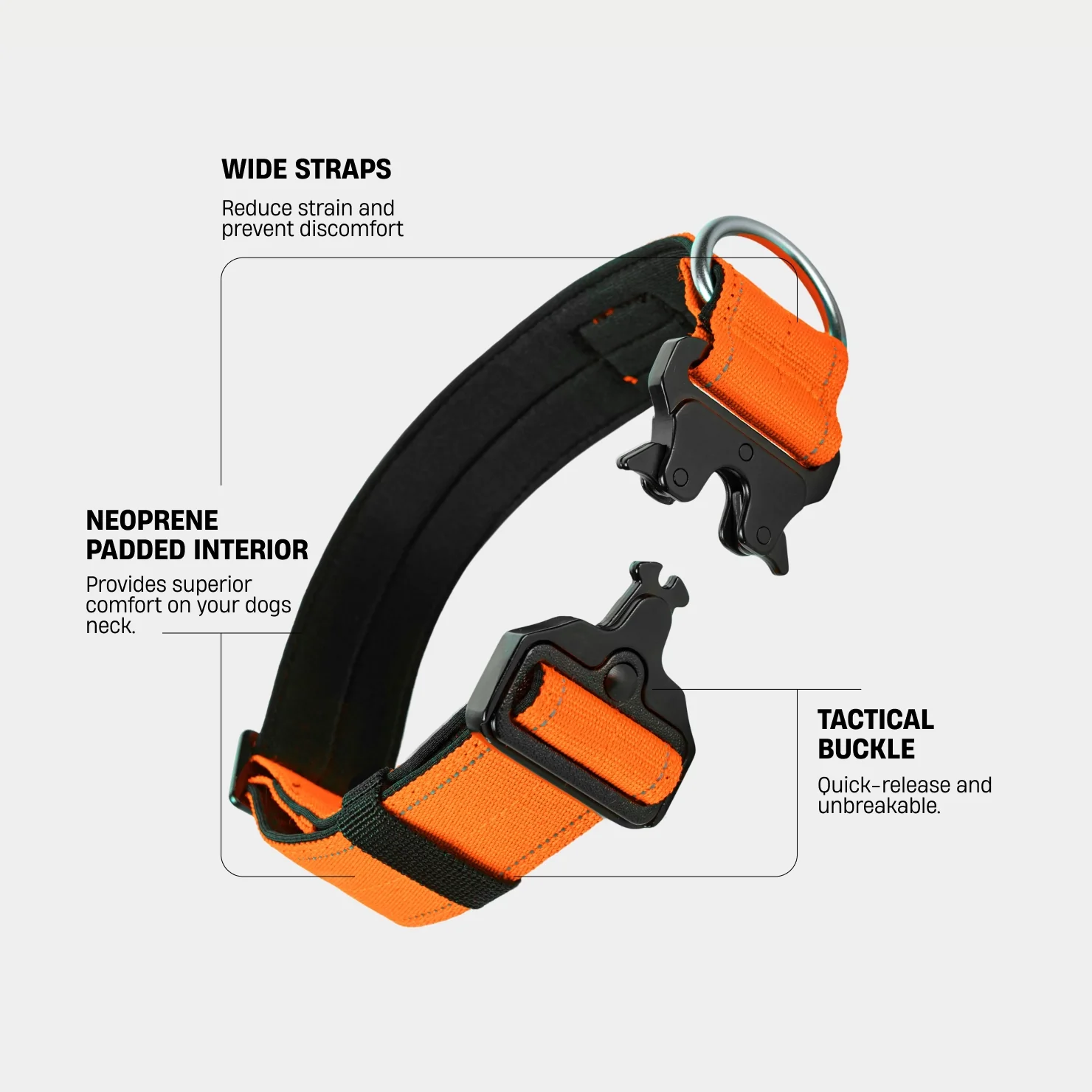 Tactical Dog Collar - Hi-vis Orange - Image 2