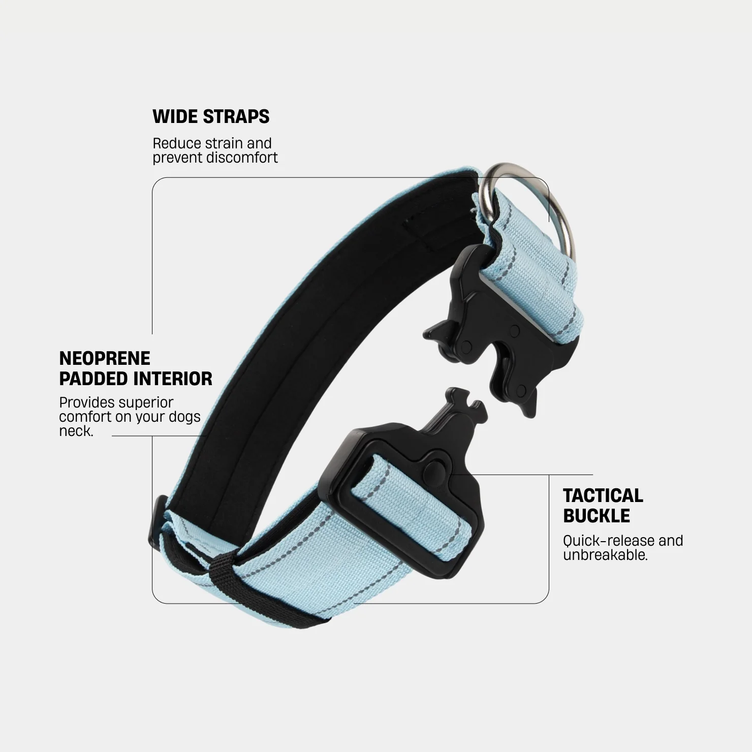Tactical Dog Collar - Sky Blue - Image 2