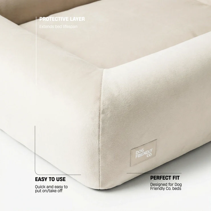 Velvet Easy Fit Dog Bed Cover - Beige - Image 3