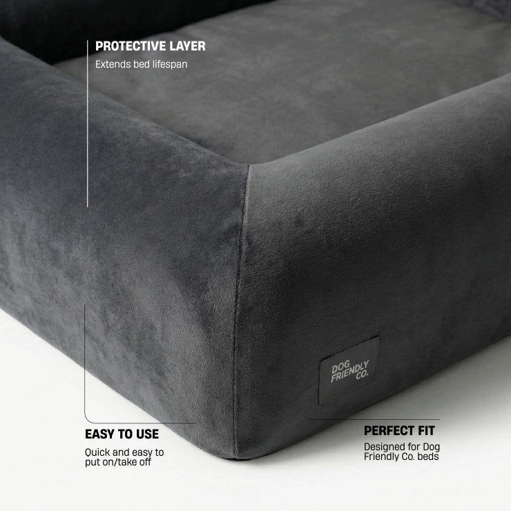 Velvet Easy Fit Dog Bed Cover - Charcoal - Image 3